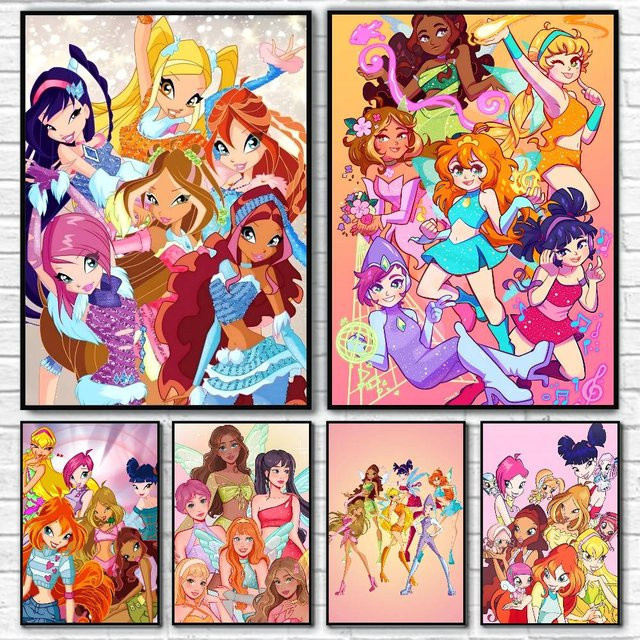 Anime W-Winxs Poster Vintage Wandkunst Dekor in Mehrfarben B/H: 15 x 15 cm - Bild 1