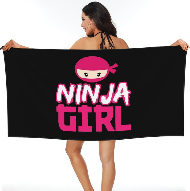 Spy Ninja Girl Strandtuch aus Mikrofaser, schwarz, B/H: 80 x 160 cm - Bild 1