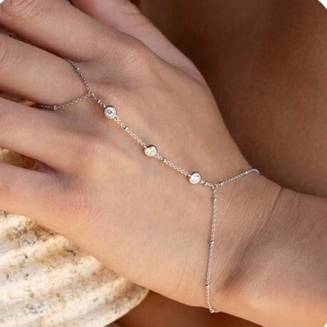 Lucky Star Jewelry Kettenarmband Fingerring, Gold, Zirkonia, Damen - Bild 1