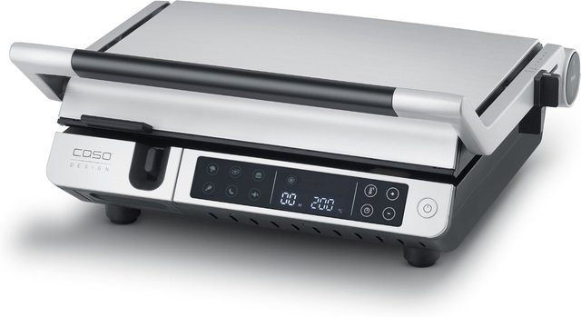 Caso SteakMaster Pro Kontaktgrill aus Edelstahl in Silber mit Digitalanzeige und spülmaschinenfesten Teilen - Bild 1