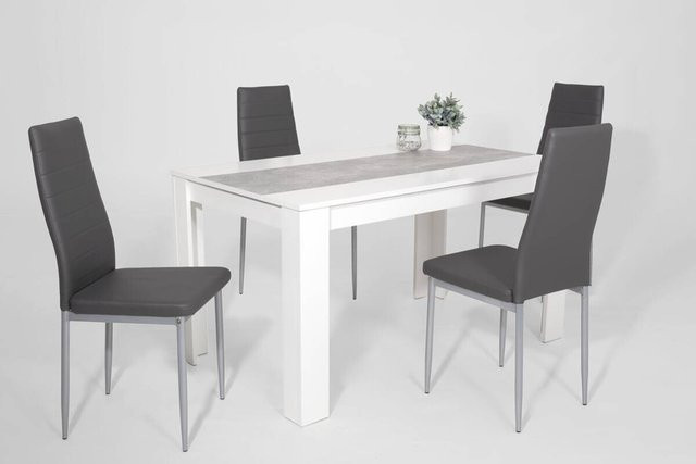Hela Essgruppe Lilo in Weiß und Grau mit modernem Design aus Holzwerkstoff und Metall, B/H/T: 138 x 76 x 80 cm - Bild 1