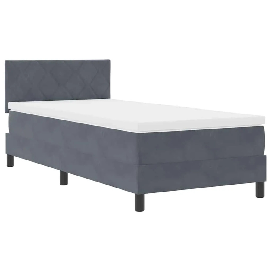 vidaXL LED Boxspringbett mit Matratze aus Samt in Dunkelgrau, B/T: 100 x 200 cm - Bild 2