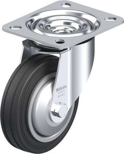 Blickle Lenkrolle LE-VE 100R-FA in Schwarz und Silber mit 100 mm Rad-Durchmesser und 70 kg Tragfähigkeit - Bild 1