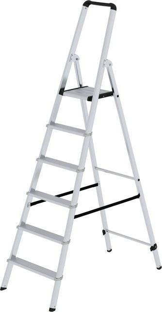 PROREGAL ML Stufen-Stehleiter einseitig begehbar mit 6 Stufen in Alu Natur/Silver - Bild 1