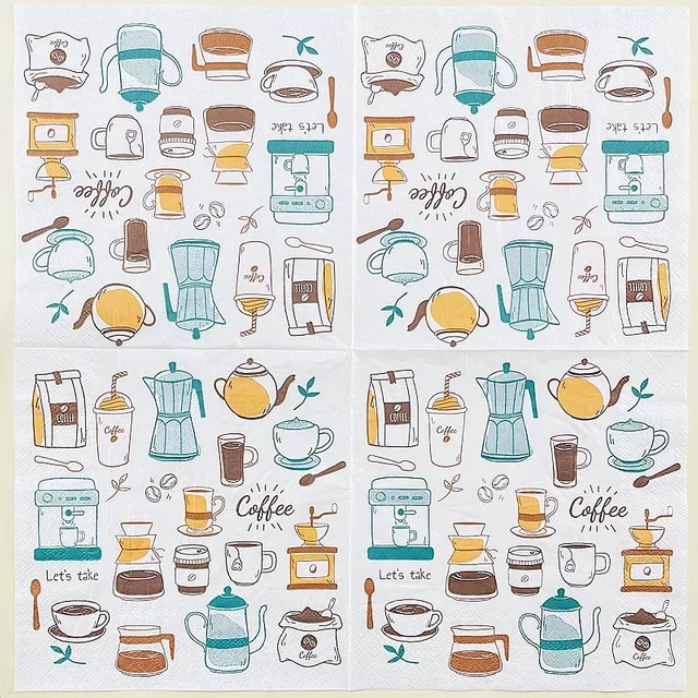 GUANYAO Bunte Kaffee Motiv Papier Servietten, 20 Stück pro Paket, Dekoratives Tischset für Bar und Haushalt, Mehrfarbig - Bild 1