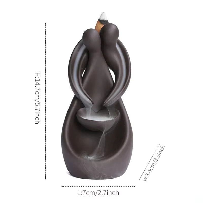 MINIDEAL Rückfluss-Räuchergefäß aus Keramik in Braun als Desktop-Deko-Ornament - Bild 2