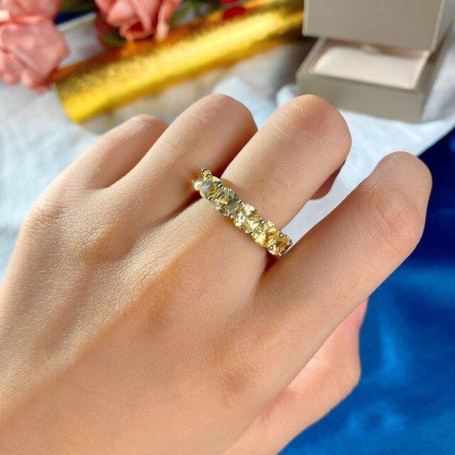 Wong Regen Verlobungsring 925 Silber, Gelb, Moissanite, Diamant, Damen - Bild 1