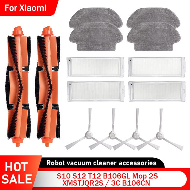 Xiaomi Saugroboter Zubehör Set in Weiß für S10 S12 T12 B106GL Mop 2S XMSTJQR2S 3C B106CN mit Hauptbürste, Seitenbürste, Filtern und Wischtüchern - Bild 1