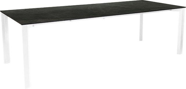 Stern Ausziehtisch Penta Aluminium in Weiß mit Silverstar Dark Marble Tischplatte und Nivelliersystem B/T: 100 x 200/250 cm - Bild 1