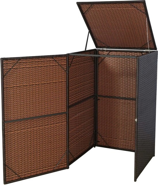 Proregal Mülltonnenverkleidung aus Poly-Rattan und Stahl in Braun, H x B x T: 110 x 65 x 66 cm - Bild 1