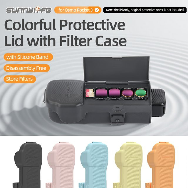 DJI Osmo Pocket 3 Zubehör Set mit Objektiv-Displayschutz, bunter Schutzhülle, Filter und Aufbewahrungsbox in Grau und Multicolour - Bild 1