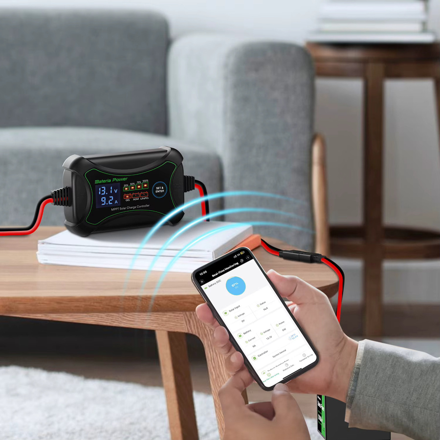 Bateria Power MPPT Solar-Laderegler 10A mit Bluetooth-App-Steuerung für 12 Volt in Schwarz - Bild 4