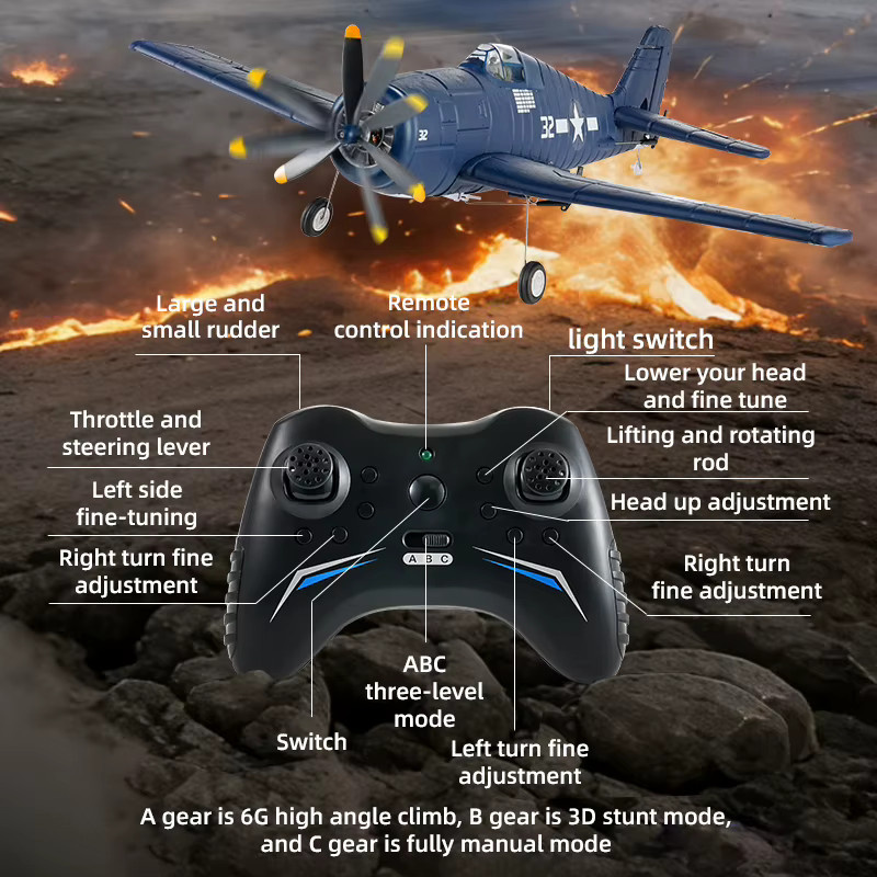 Fremego F6F Hellcat RC Kampfflugzeug, Schaumstoff, Blau - Bild 5