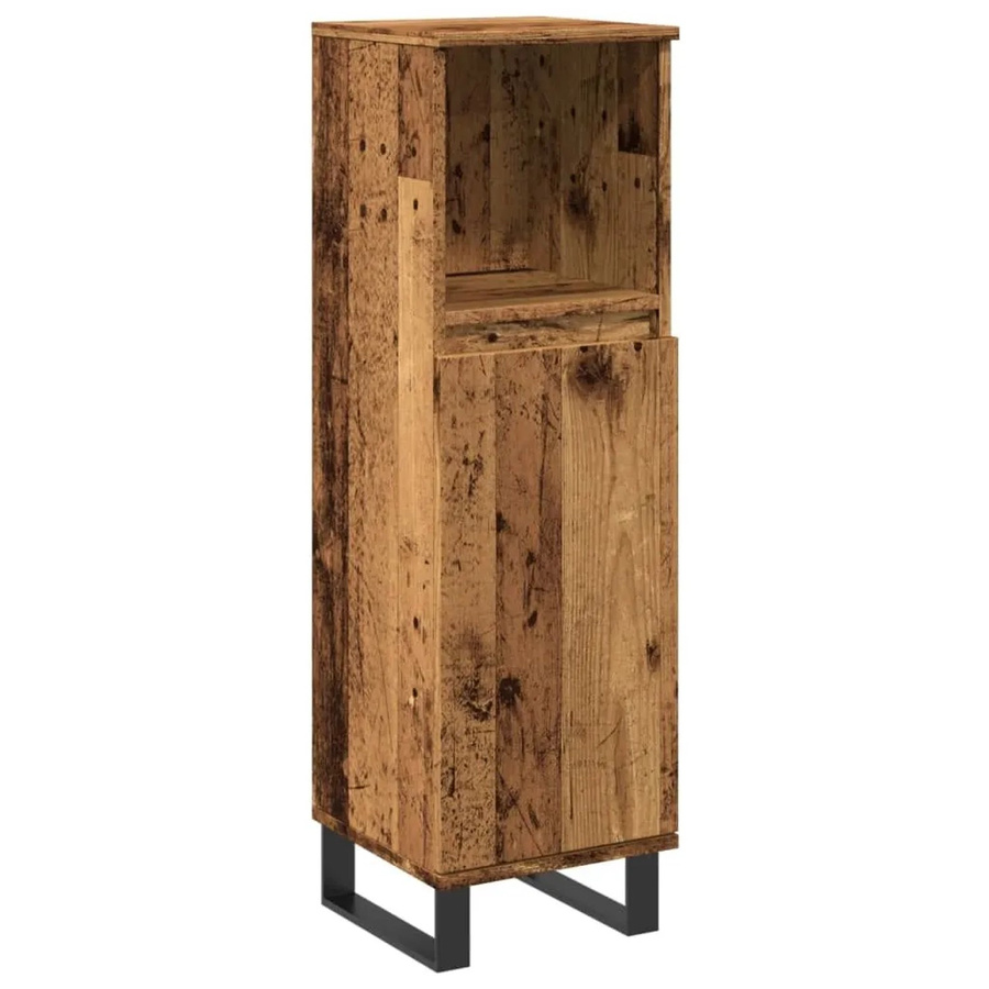 vidaXL Badschrank in Altholz-Optik mit Türen und Regalfächern in Braun, B/T/H: 30 x 30 x 100 cm - Bild 2