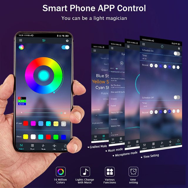 Acosh RGB LED Neon-Flex Seilbeleuchtung mit Bluetooth, App- und Fernbedienung, Multicolour Silikon-Dekorationslicht für dein Schlafzimmer - Bild 1