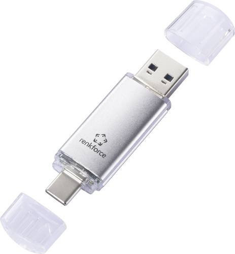 Renkforce USB-Stick RF-USBOS-240 mit 128 GB in Silber, USB-C und USB-A Anschluss - Bild 1