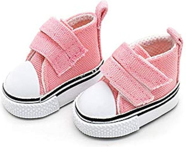 Toys-Glory Fourall Puppenschuhe aus Segeltuch, rosa, 1 Paar - Bild 1