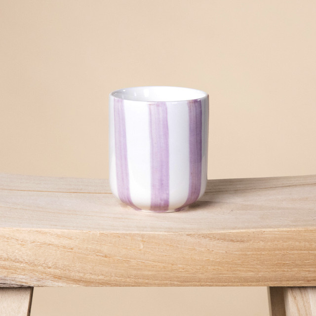 Keramik Becher von BLUME2000 gestreift in Violett - Bild 1