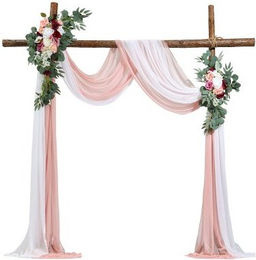 VEVOR Blumenset für Hochzeitsbögen in Rosa und Weiß mit Textilvorhängen, 4er-Set zur Dekoration von Traubögen und Zeremonienhintergründen - Bild 1