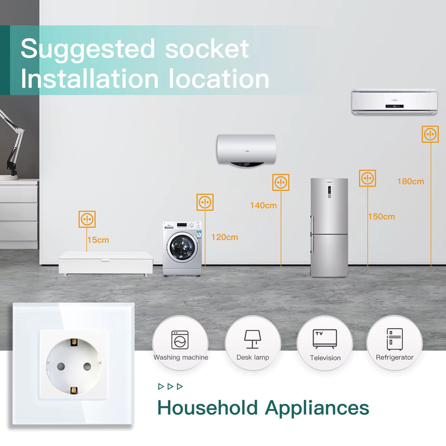 Bseed Wandsteckdose mit USB-Typ-C-Ladeanschluss und Kinderschutz aus transparenter Glasscheibe, 16A - Bild 2