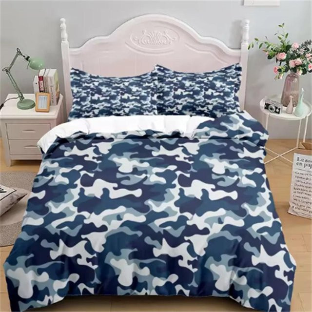 Lodestar Camouflage Soldier Kinder Bettwäsche-Set aus Mikrofaser, Blau/Mehrfarbig, B/H: 135 x 200 cm - Bild 1