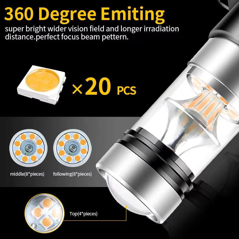 SAARMAT LED-Lampen Set PY24W/5200 S/12190 mit 20-SMD in Weiß und Gelb für BMW E90 E91 E92 E93 328i 335i M3 X5 E70 X6, 2 Stück - Bild 2