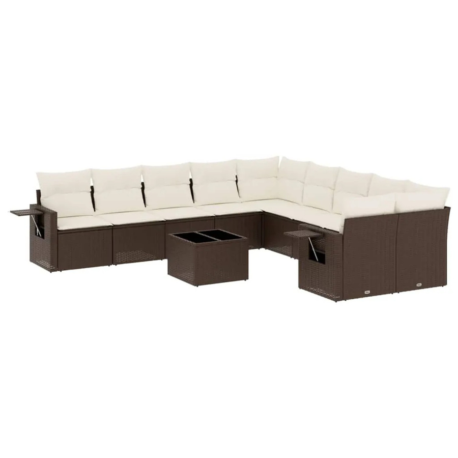 vidaXL 11-tlg. Garten-Sofagarnitur aus braunem Polyrattan mit UV-beständigen Kissen und Metallrahmen - Bild 2