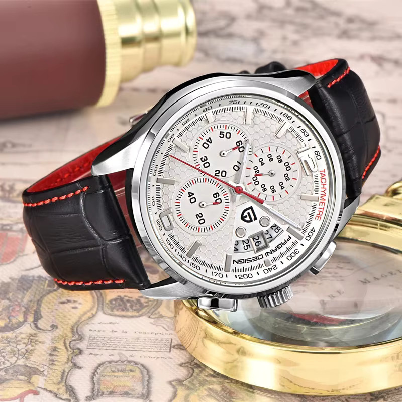 PAGANI DESIGN Armbanduhr Quarz, Edelstahl, Leder, Herren - Bild 5