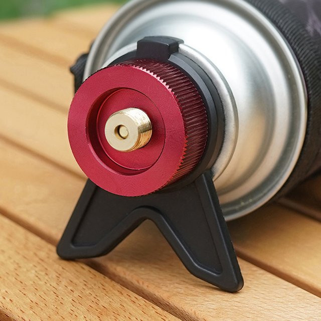 APWIKOGER Kartuschenadapter mit fester Anti-Roll-Halterung für Camping-Gaskocher in Gelb - Bild 1