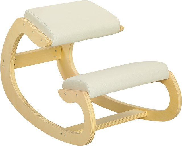 Ergonomischer Kniestuhl aus Holz von HOMCOM in Creme für dein Homeoffice zur Verbesserung der Körperhaltung - Bild 1