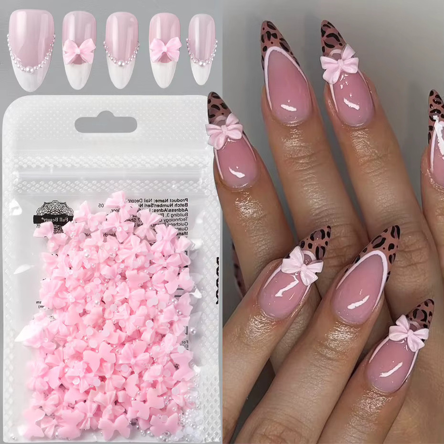 Full Beauty Nagelcharms Rosa Schleifen-Nagelanhänger aus Harz, Glänzend - Bild 2