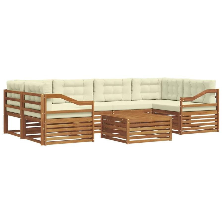 vidaXL Outdoor-Sofagarnitur 8-teilig aus Akazienholz mit Kissen in Natur und Creme - Bild 2