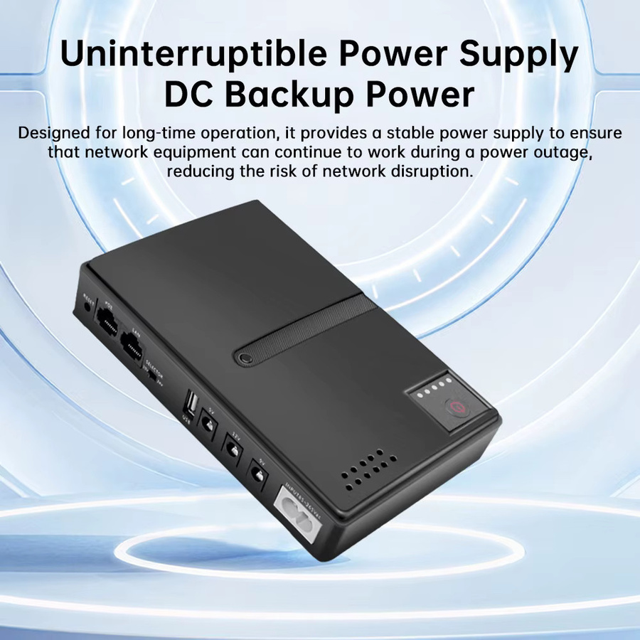 1018L USV DC-Backup-Stromversorgung für Router und Optical Cat mit eingebautem Adapter, Schwarz - Bild 4