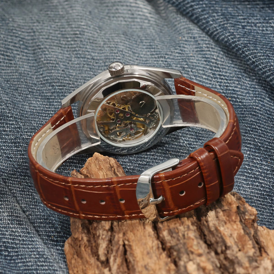 HEIMDALLR Analoguhr, Handaufzug, 38 mm, Leder, Schwarz, Herren - Bild 4