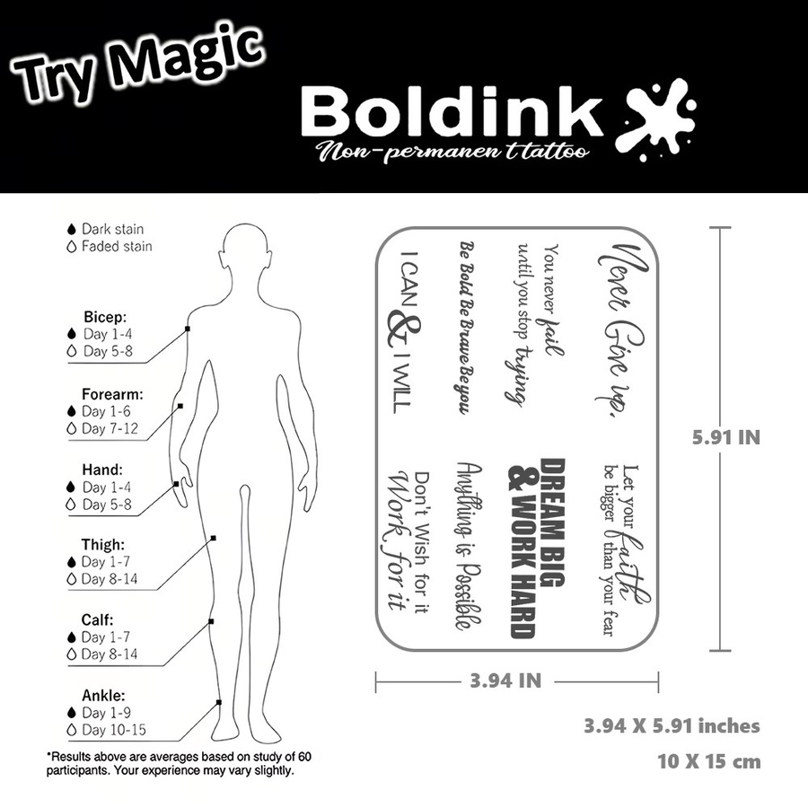 BOLDINK Buchstaben-Tattoo-Aufkleber, Unisex - Bild 3