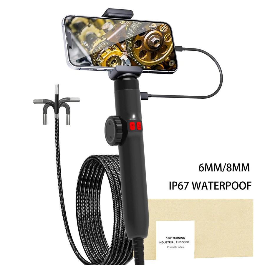 LAFOCH Auto-Endoskop Inspektionskamera mit 1080P Auflösung, 6 mm Durchmesser, 180-Grad-Lenkung und 8 LEDs, IP67 wasserdicht, Schwarz - Bild 2