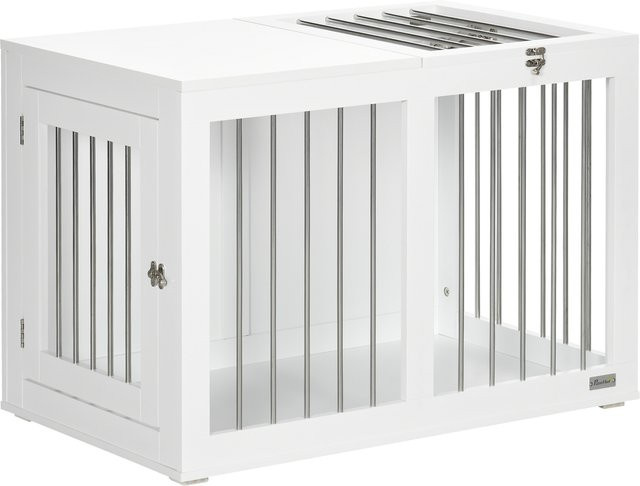 PawHut Hundekäfig für mittelgroße Hunde mit Türen und Transportfunktion, Weiß, B/T/H: 80 x 50 x 56,5 cm - Bild 1