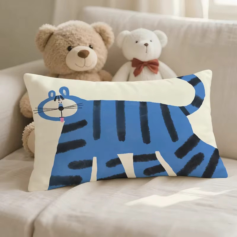 VIKAMA Abstrakte Cartoon-Katzen Überwurfdecke und Sofa-Kissen-Set für Wohnzimmer und Schlafzimmer - Bild 3