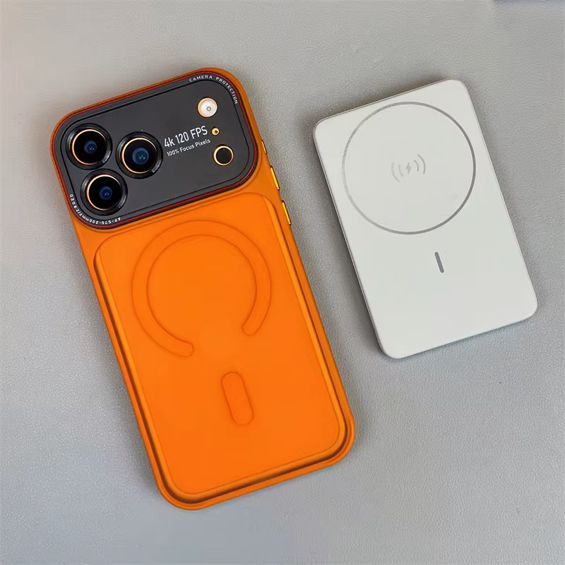 SUNWARD Magnetische Schutzhülle für iPhone 17 Air 16 15 14 Pro Max mit MagSafe-Funktion, Transluzent und Stoßfest, Transparent/Schwarz/Orange - Bild 3