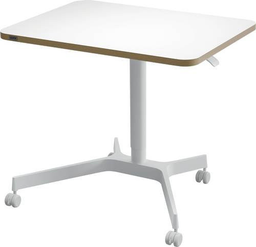 Leitz Ergo Compact Sitz-Steh-Schreibtisch höhenverstellbar mit Gasfeder und Rollen, Weiß, B: 80 cm, T: 60 cm, H: 75-114 cm - Bild 1