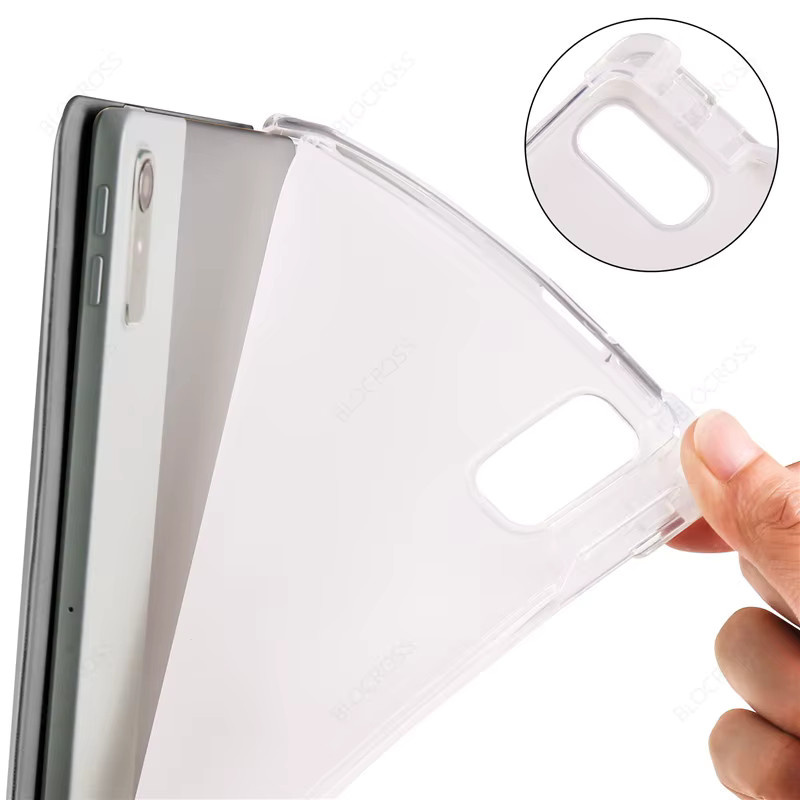 BLOCROSS Schutzhülle mit Stifthalter für Xiaoxin Pad Pro 12.7 2025 2023 und Xiaoxin Pad Pro GT 11.1 12.1, dreifach faltbar, weiche Rückseite mit Standfunktion, Blau/Transparent - Bild 3