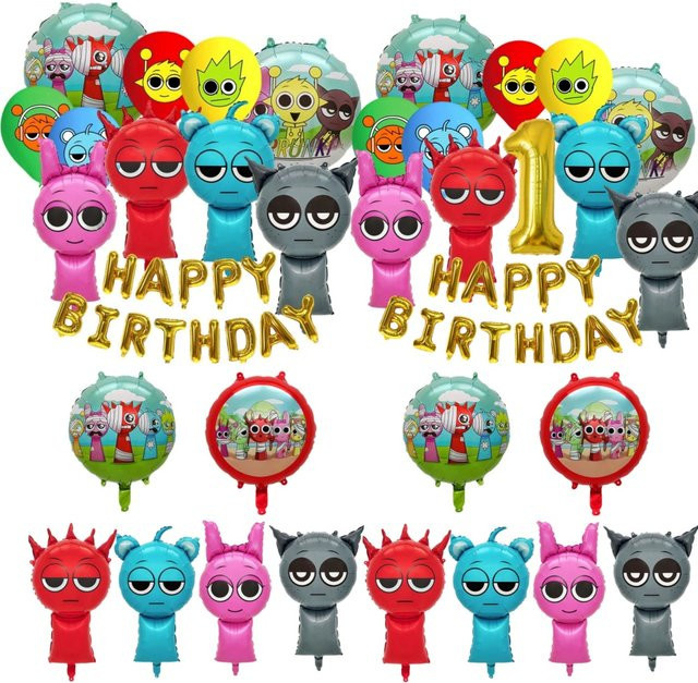 Sprunki Ballon-Set von Potdemiel als bunte Geburtstagsdekoration für Kinderpartys und Babypartys in Mehrfarbig und Rund - Bild 1