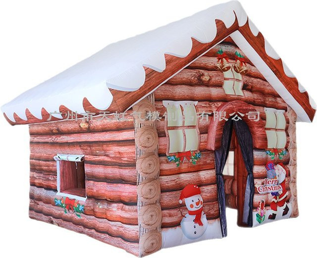 Aufblasbare Weihnachtshütte mit Weihnachtsmann-Muster und Beleuchtung in Mehrfarbig - Bild 1