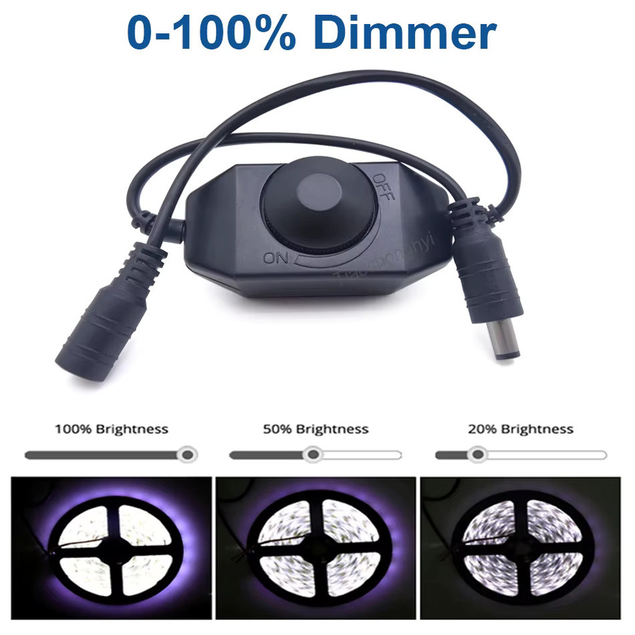 TiaoChongYi PWM LED Dimmer Controller mit manuellem Knopf für 12V-24V DC und 5V USB, Schwarz - Bild 3