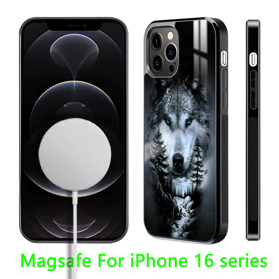 Handyhülle Cool Wolf im Winter für iPhone 16 15 14 13 Pro Max Plus Mini mit magnetischer MagSafe kabelloser Ladefunktion - Bild 3
