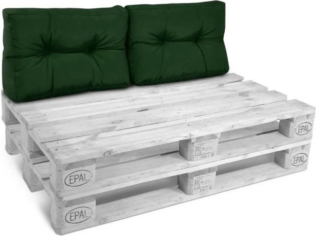 Beautissu ECO Style Palettenkissen Rücken 2er-Set Dunkelgrün B: 60 cm, H: 40 cm, T: 10 cm - Bild 1