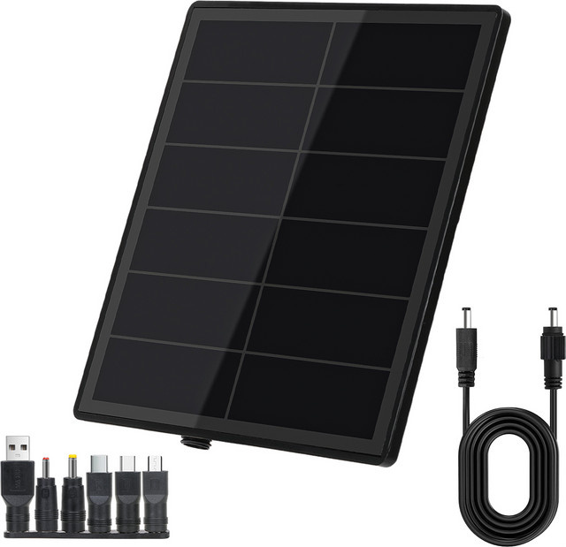 Wildgameplus Solarpanel-Kit für Jagdkameras, 5 W, IP66 wasserdicht, 15600 mAh Akku, 5 V Ausgang mit USB Typ C, Schwarz - Bild 1