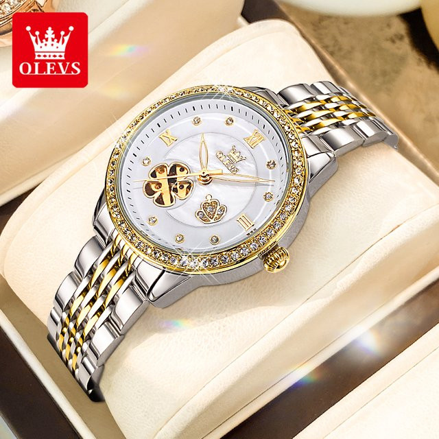 OLEVS Armbanduhr Automatik, Edelstahl, Diamant, Damen - Bild 1