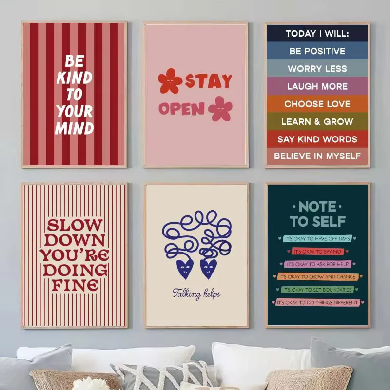 Potdemiel Wandkunst Be Kind to your mind Leinwand Poster mit Psychologie-Zitat in Mehrfarbig - Bild 4