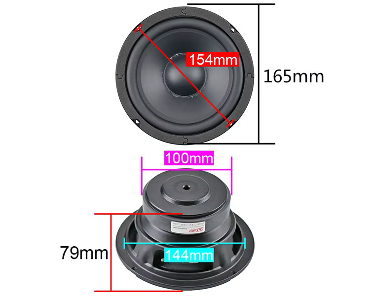 GHXAMP Mittelbass-Lautsprechereinheit 165mm, 130W, 8 Ohm, HiFi Heimkino Mitteltöner in Schwarz - Bild 3